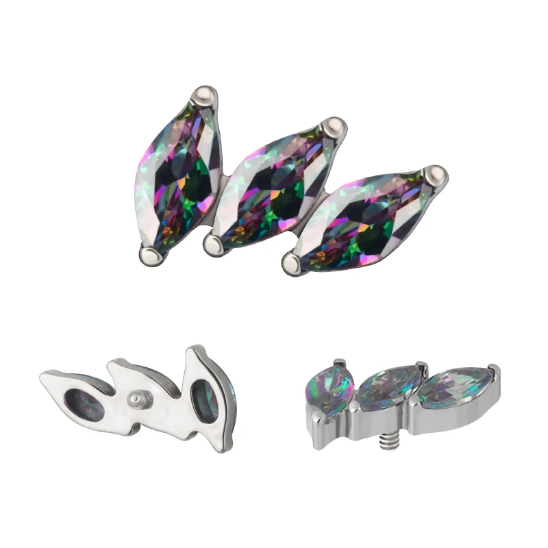 Hypoallergenic G23 Titanium Internally Threaded Top Labret Body Piercing Jewelry  Fashion Cartilage Helix Earring Jewelry