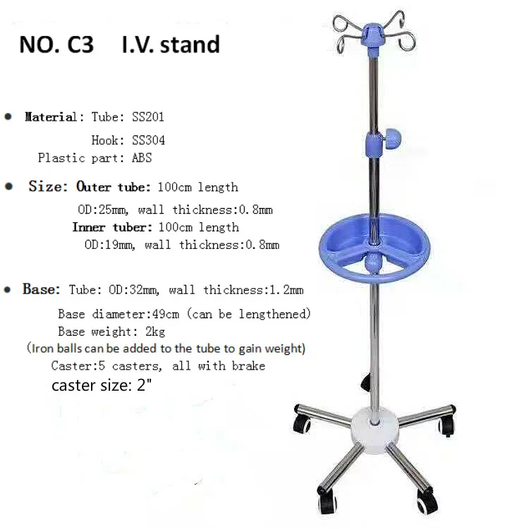Stainless Steel IV Pole Stand - Adjustable & Durable