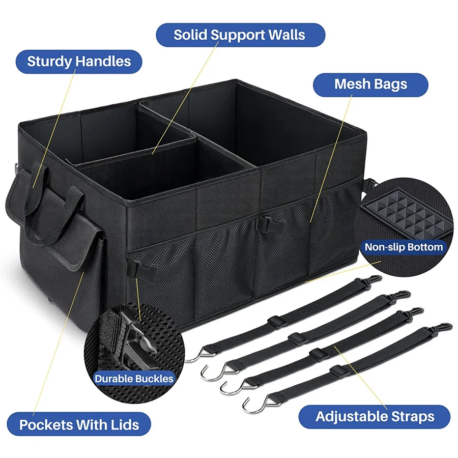 Автомобильные аксессуары Роскошный складной органайзер для багажника автомобиля с регулируемыми