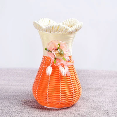 Сделанный на заказ ручной ткацкий новый дизайн PP ротанга имитация сушеных цветочных ваз украшение