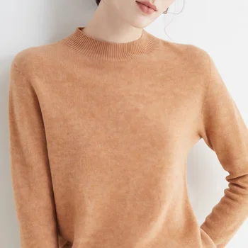 Women's Casual Solid Color Pullover Sweater Autumn/Winter Loose Bottom Crew Neck Knit New Design