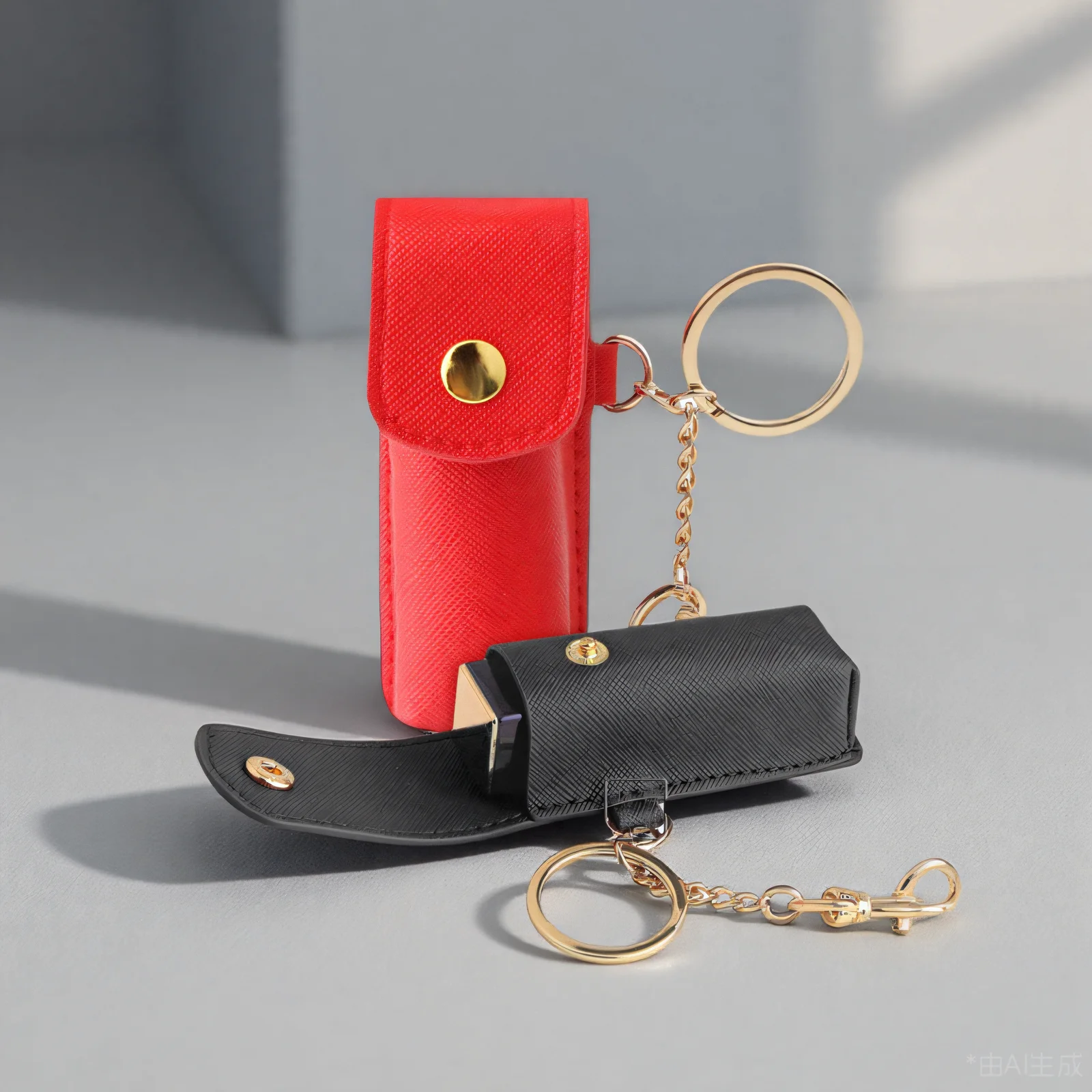 Soft Leather Lipstick Pouch Chapstick Holder with Keychain