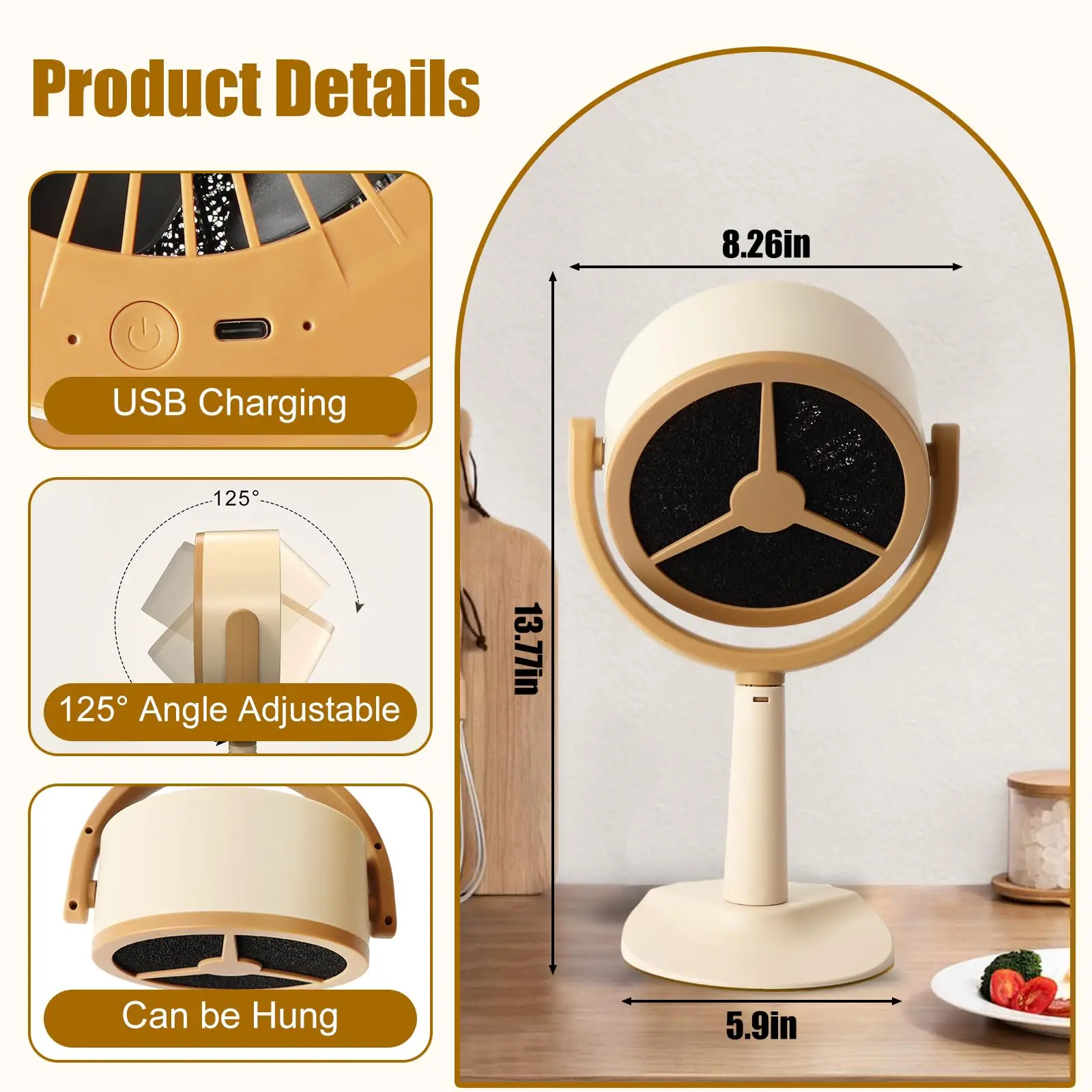 Mini USB Rechargeable Wireless Desktop Portable Extractor Chimney Cooker Range Hood for Hot Pot BBQ Cooking Kitchen Outdoor Desk