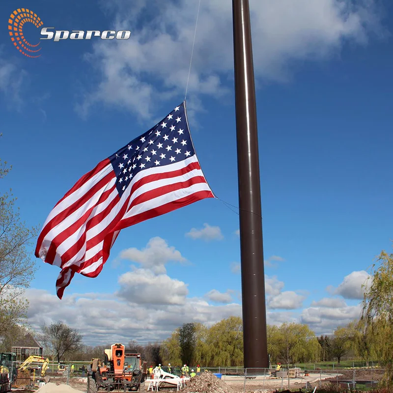 Sparco 6-100M Aluminum/Stainless Steel Flag Pole Outdoor Conical Stainless Steel Automatic Motorized Flag Pole Foundation Design