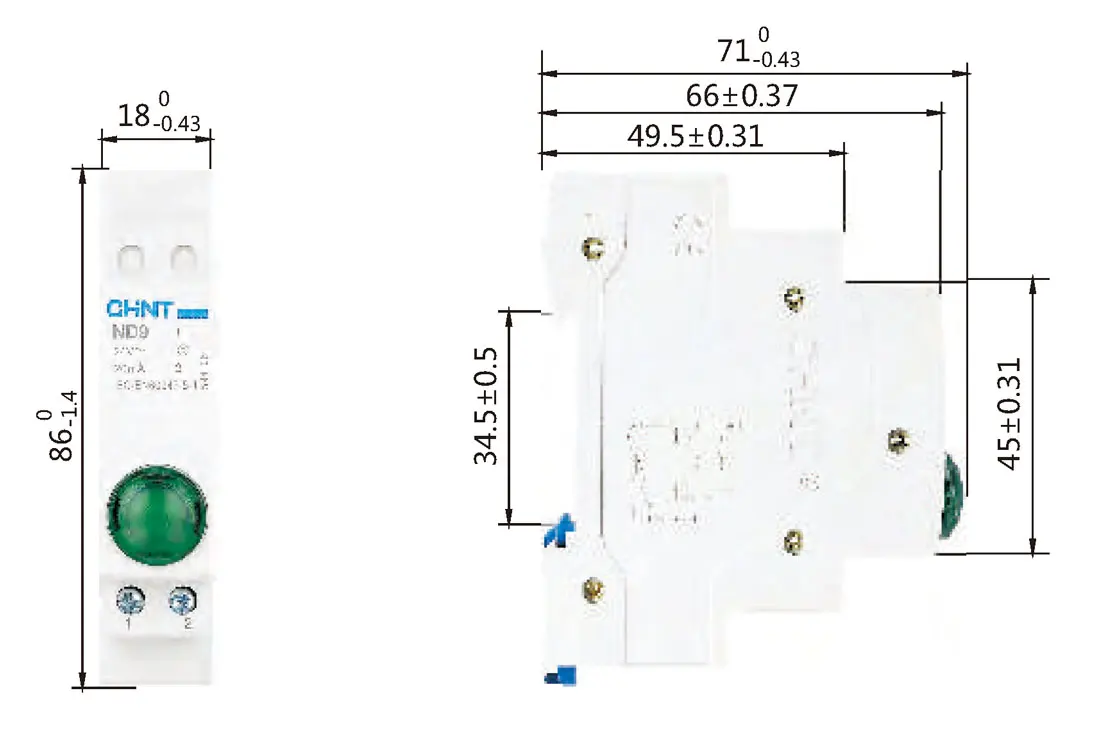 Chint ND9 Red Green Yellow White 12V 24V 110V 220V 230V 240V CHNT Modular DIN Rail Indicator Light