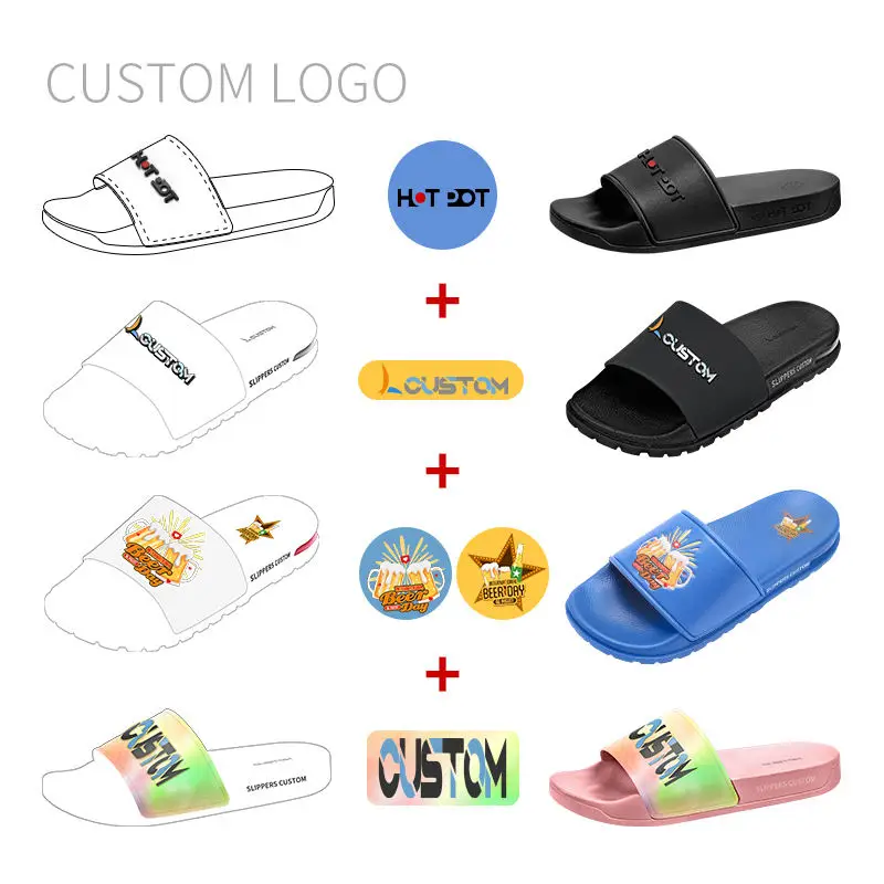 Hentol Custom logo Slides Sandal Vendor Customised Slide Sandals Flat Slippers for Women and Ladies Trendy Slippers for Women