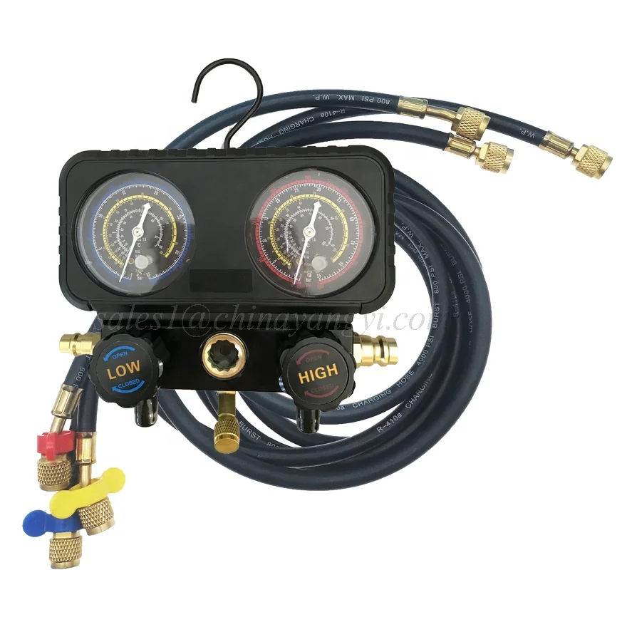 Refrigeration Manifold Gauge Set R32 R410a R134a Gas Pressure Gauge Auto A/c Service Kit 1.2
