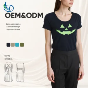 Ladies' Autumn Casual Solid Color Short Sleeved Sweater Made of 100% Pure Cotton and Wrinkle Resistant, Customizable