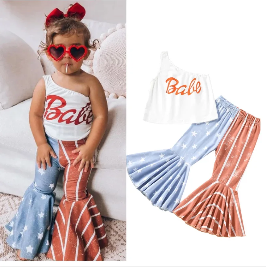 2023 Wholesale Fourth of July Kids Outfit - USA Flag Bell