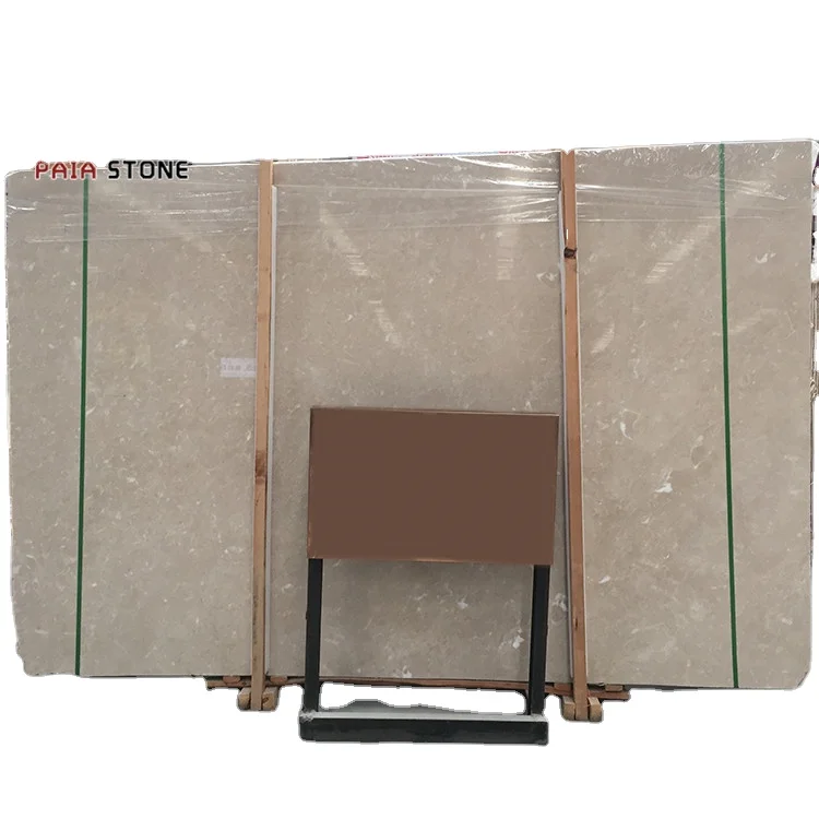 Dekorasi Interior Ruang Tamu, Dinding dan Lantai, Marmer Slab Beige Bergaya Barok untuk Interior.