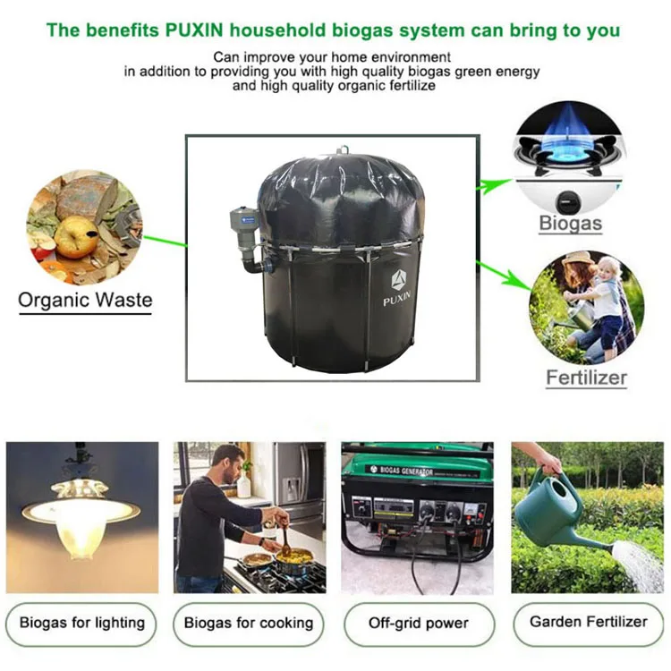 PUXIN DIY Assembly Portable Biodigesters Biohas Kit System with Cooking Stove Burner