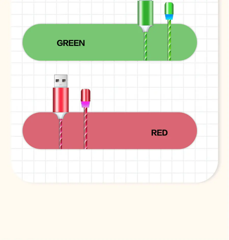 Hot Selling Flowing Light Charger Cable Data Cable 3 In