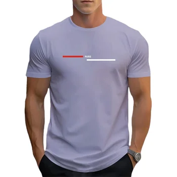 Colorful Letter Print Men Short Sleeve T-shirt  Casual Sports Regular Tee Top Tee For Spring