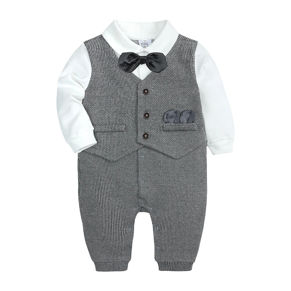 Baby Clothes Korean Style Cotton Long Sleeve Tie Gentleman Newborn Baby