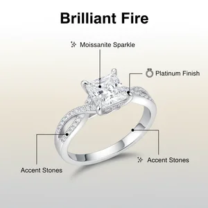 Luxury Dazzling Moissanite Rings Fine S925 Sterling Silver Platinum Plated Prong Setting GRA Certified Women Men Wedding Custom