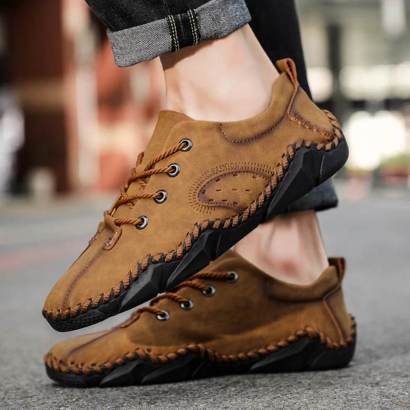 Men's Basic Walking Style Sneaker Good Selling Real Leather Breathable Casual Shoes For Men
