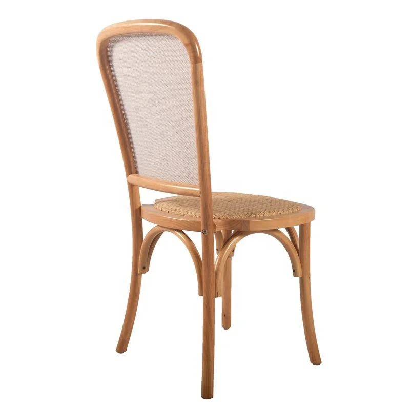 Cheap Stackable Wood Rattan Chair Monoblock Style Dining Chair With Rattan Seat