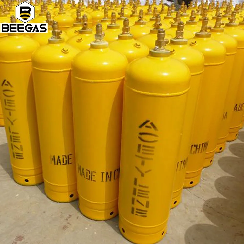 Fournisseur dor bouteille d'actylne 60l et d'oxygne dissoluble 10.2Kg  bouteille de gaz d'actylne vide prix