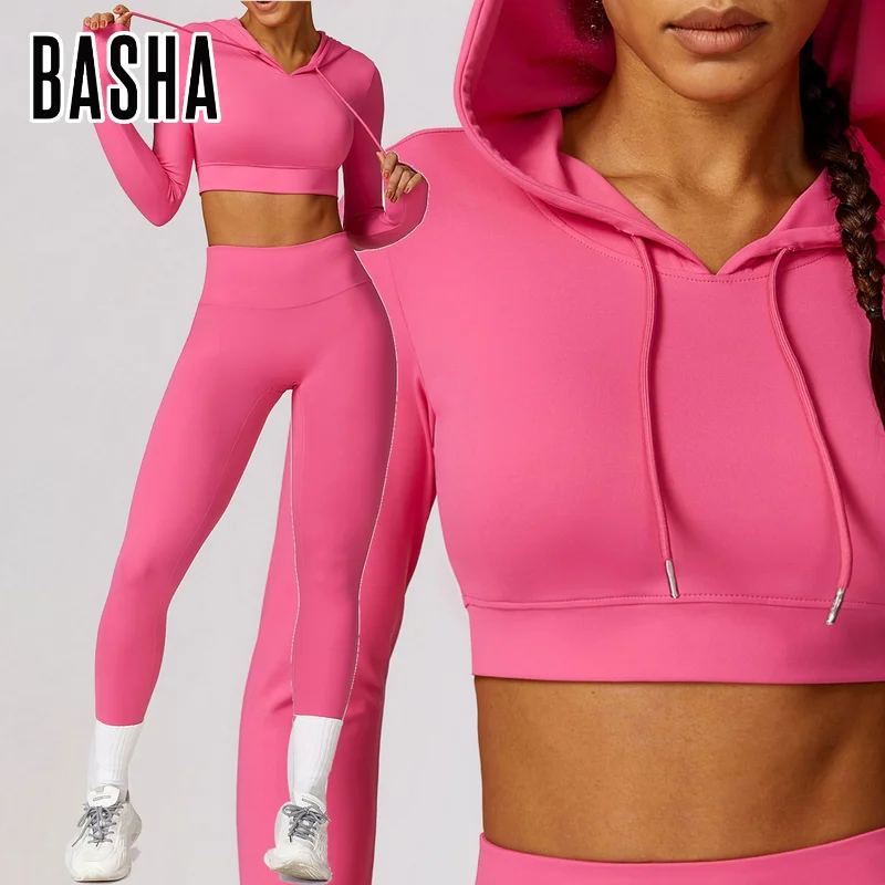 Midnight 3 Pieces Set ( Cropped hoodie, sports bra and scrunch butt legging) main image 1