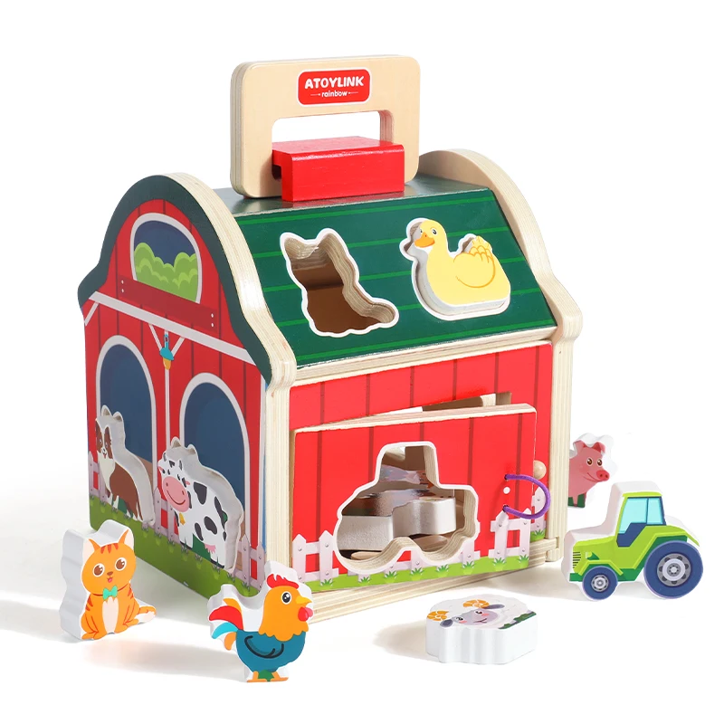 Wooden Farm Toys for Toddlers Hot Sale Animal Matching Sorting Barn Farm Animals Play set Preschool Learning Educational Toys Alibaba