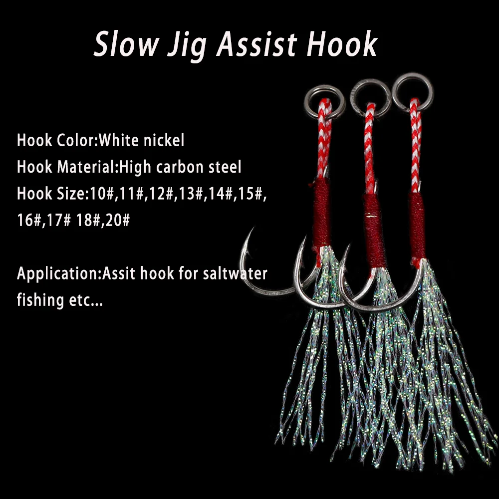 Fishing Assist Hooks with PE Line 20pcs Jig Fishing Hooks Assist