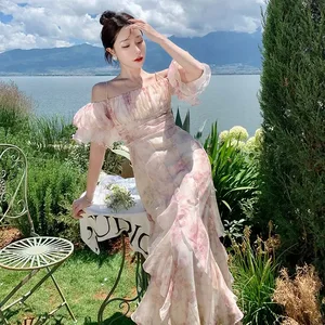 New Arrivals  Fashion Summer Formal Knitted Custom Ladies Dress for Womens Clothing Lady Elegant Floral Women's Casual Dresses