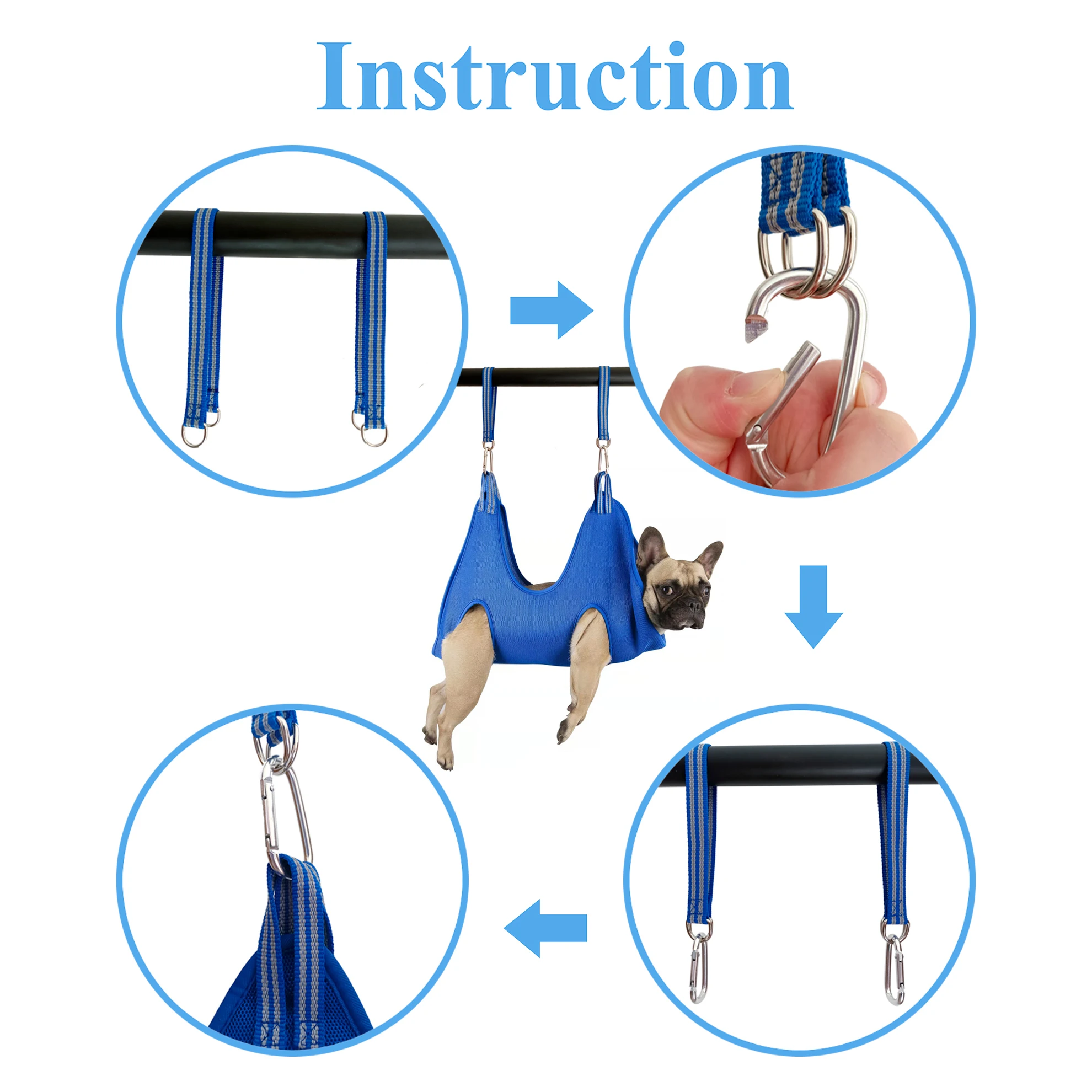New Pattern Harness 10 In 1 Dog Pet Grooming Hammock With Nail Trimmer