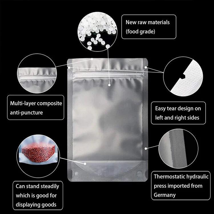 Resealable Transparent Clear Smell Proof Doypack Zip Lock Stand up Food Rice Snack Zipper Packaging Plastic Spice Pouch Bag