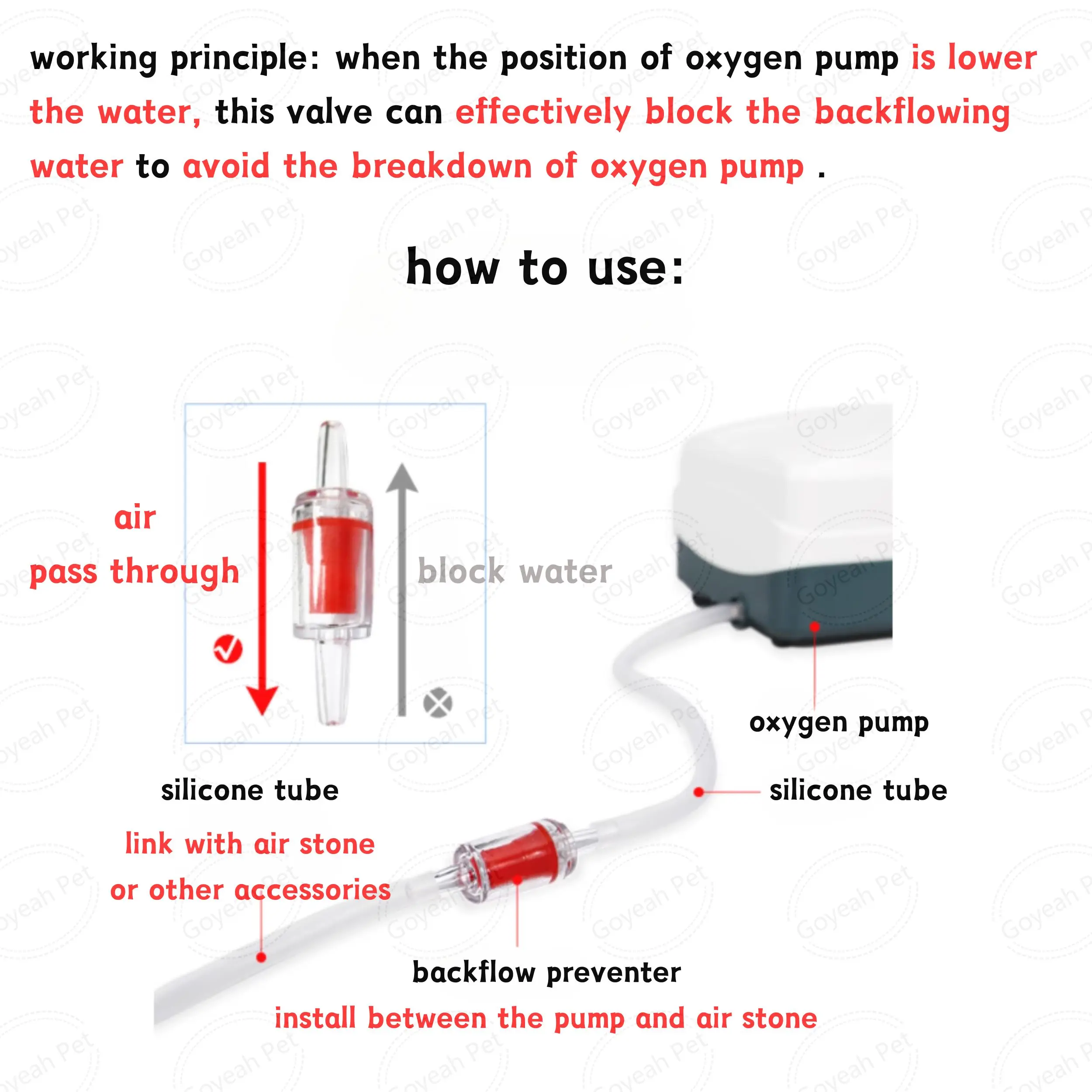 Aquarium Water Backflow Preventer Fish Tank Accessories Ventilating