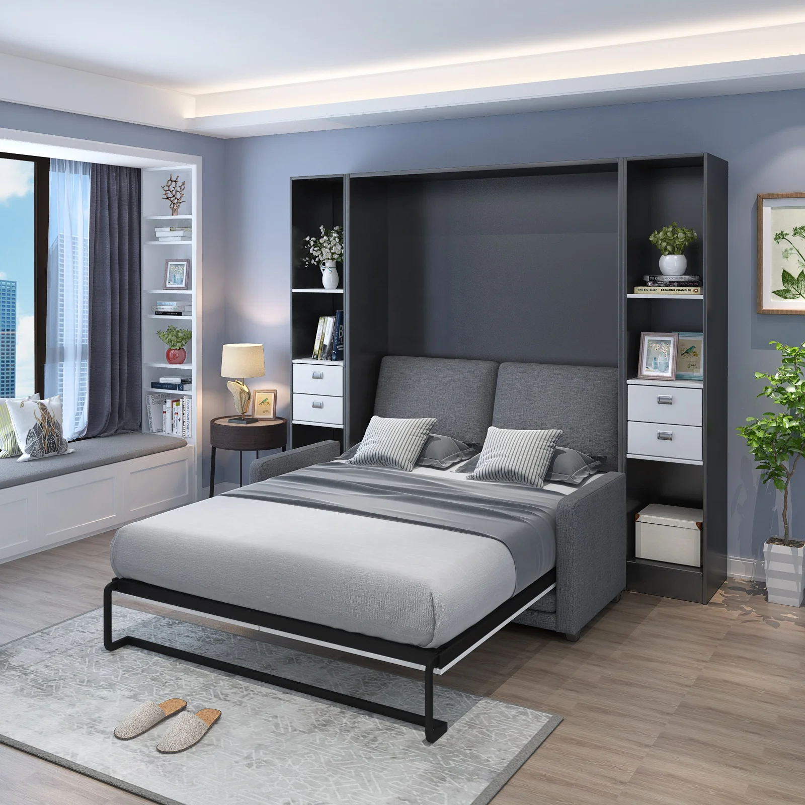 Manual Vertical Murphy Bed Hardware Kit Space Saving Folding Wall Bed Mechanism With Sofa Connector