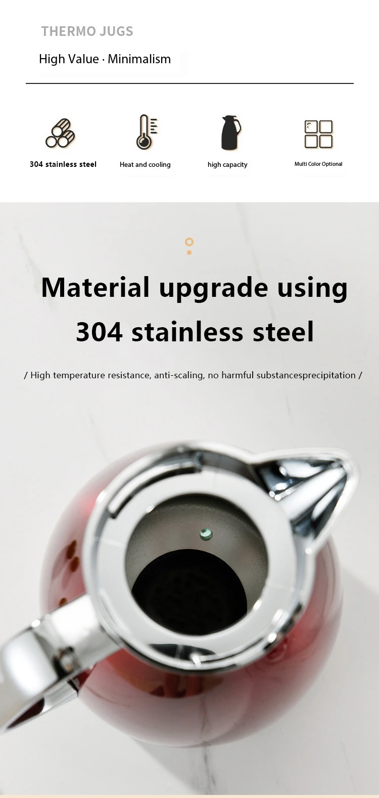 Fts Vacuum Flasks Double Wall Tea Thermal Jug 304 Stainless Steel Handgrip Coffee Insulated Keep