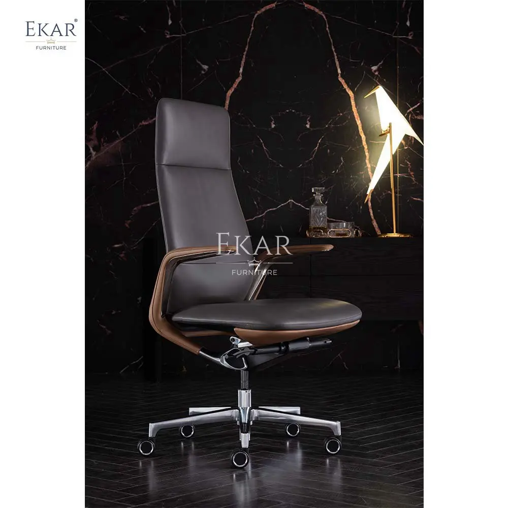 Adjustable Height Genuine Leather Office Chair - Luxury and Comfort Combined factory