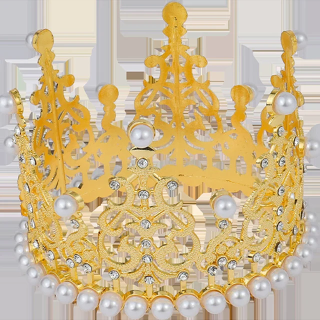 Оптовая продажа Топпер для торта круглая корона аксессуары на день рождения королевская тиара со стразами свадьбы