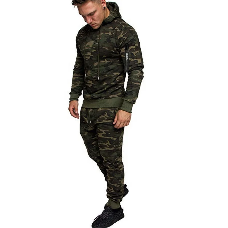 Conjunto de Sudadera con capucha y pantalones de camuflaje para hombre,  Sudadera con capucha, camisa para el sudor, chaqueta, suéter