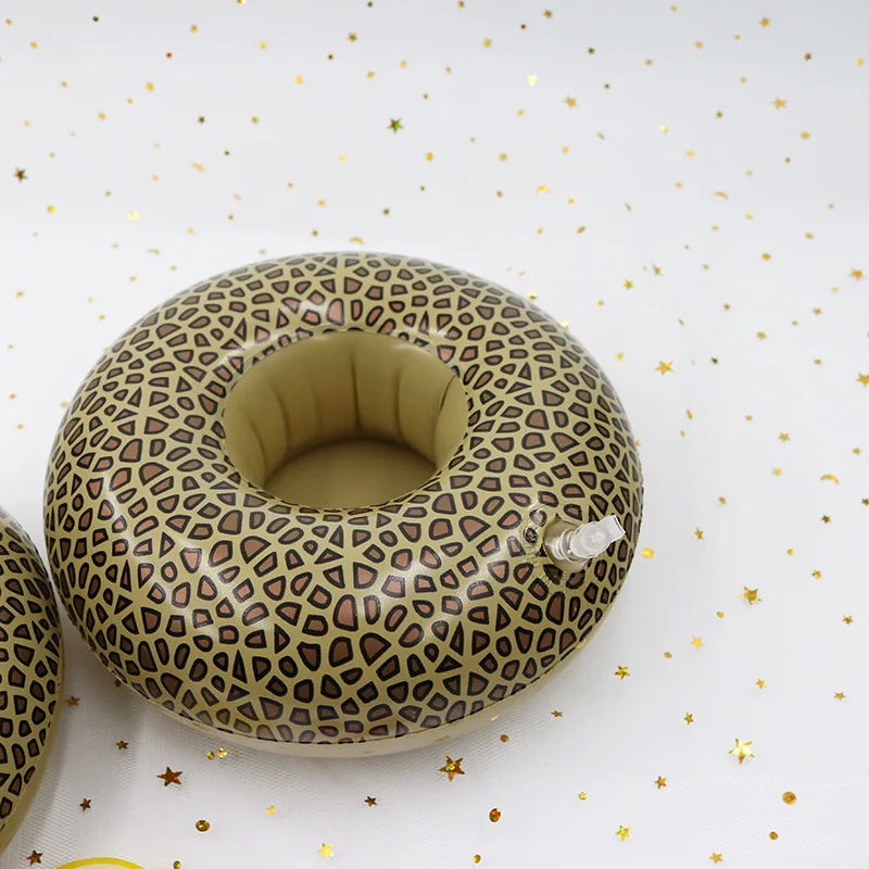 Swimming Pool Inflatable Floating Beach Leopard Print Drink Cup Holder