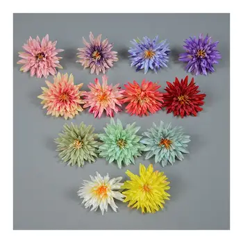 Artificial Chrysanthemum Wedding Flowers Wall Material Silk Flowers Head Artificial Dahlia Flower for Decoration