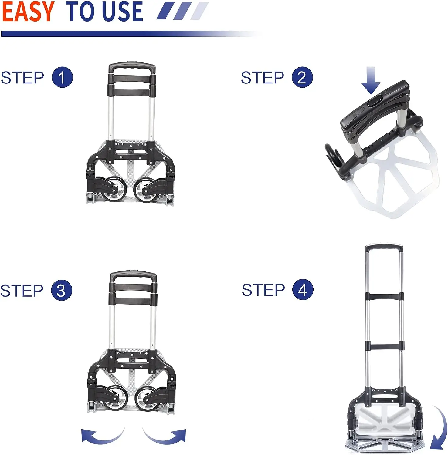 Dolly Cart Extended Handle Folding Hand Truck Dolly Foldable Hand Cart Lightweight Foldable Hand Truck Transport Moving.