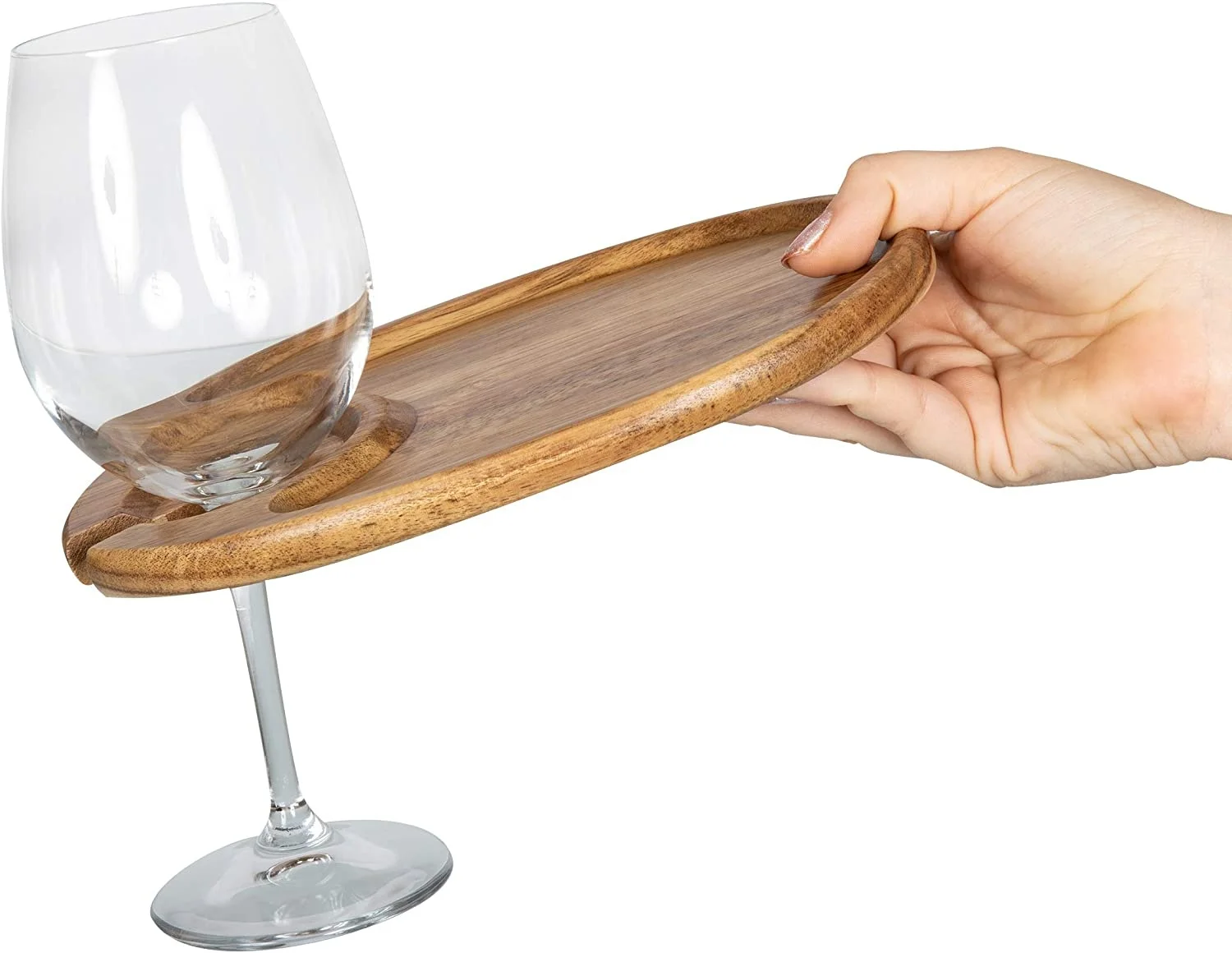 2023 Hiros Cocktail Appetizer Plates With Wine Glass Holder,Oval Shape