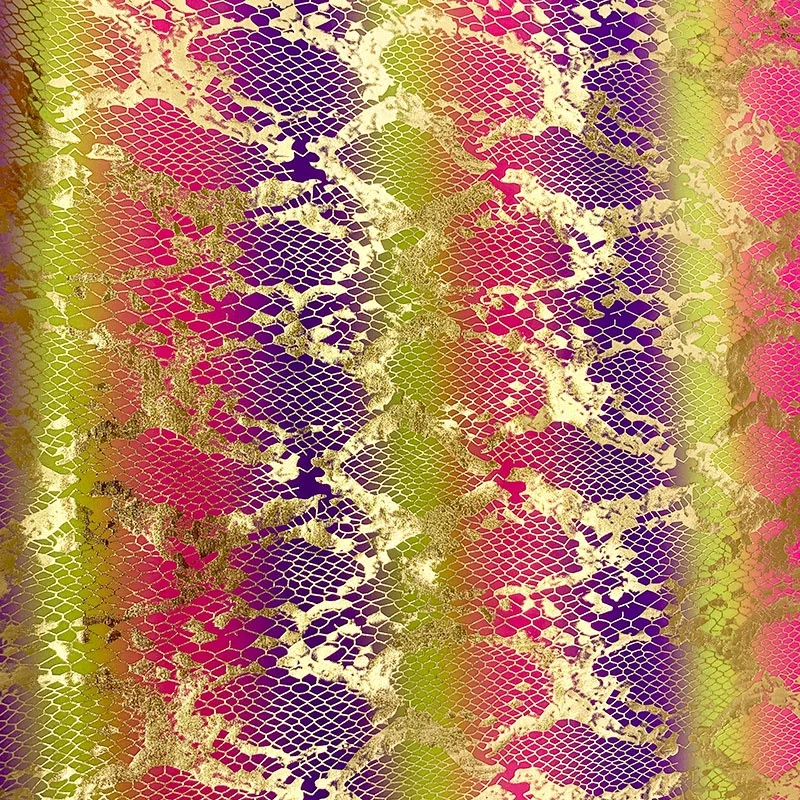 Free Sample Stretchy Polyester/polyamide Spandex Knitted Shiny Holographic Snake Skin Foil Print Fabric for Swimsuits Beachwear