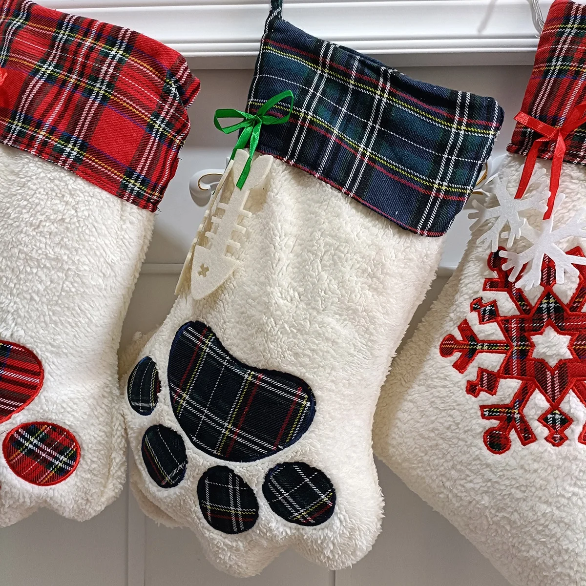 Оптовая продажа, рождественские чулки, роскошное украшение, собачья лапа, рождественские чулки Sherpa, рождественские чулки, носки