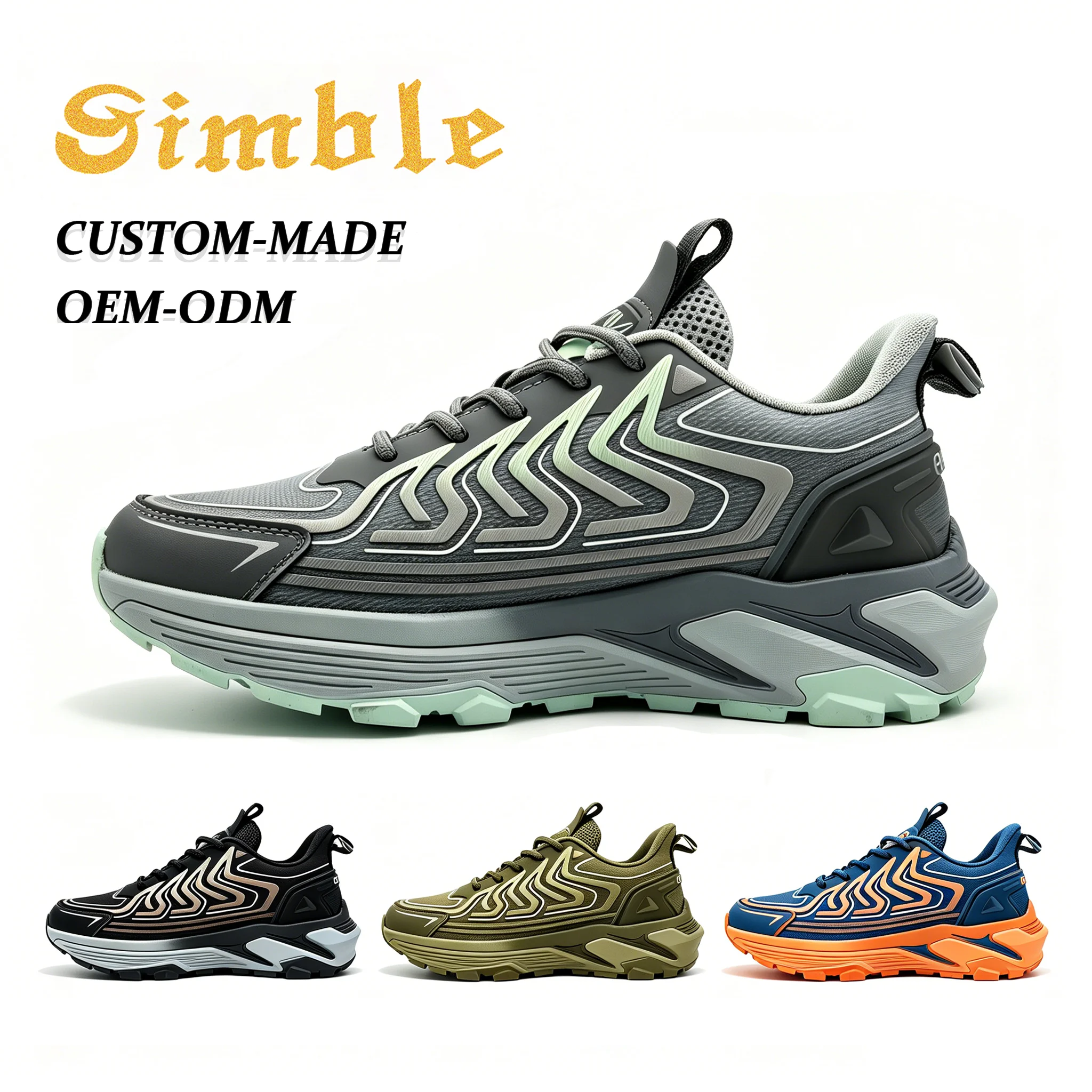 OEM Custom Logo Unisex Casual Sport Shoes Lace-up Breathable Mesh Shock Absorbing Low-top Men's Sneakers