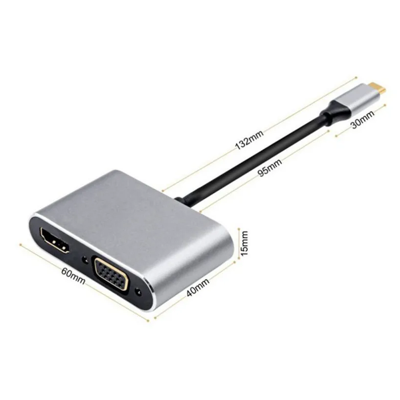 4  2 in 1 USB C 3.1 HDMI VGA Adapter TYPE C Type-c to HDMI 4K VGA UHD Converter Adapter For Macbook Samaung  Huawei Google