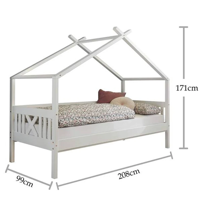 Phoenix Home Modern White Wooden Children Beds for Girls-Safety Design for Hotel Bedroom School & Apartment Use Easy Assembly