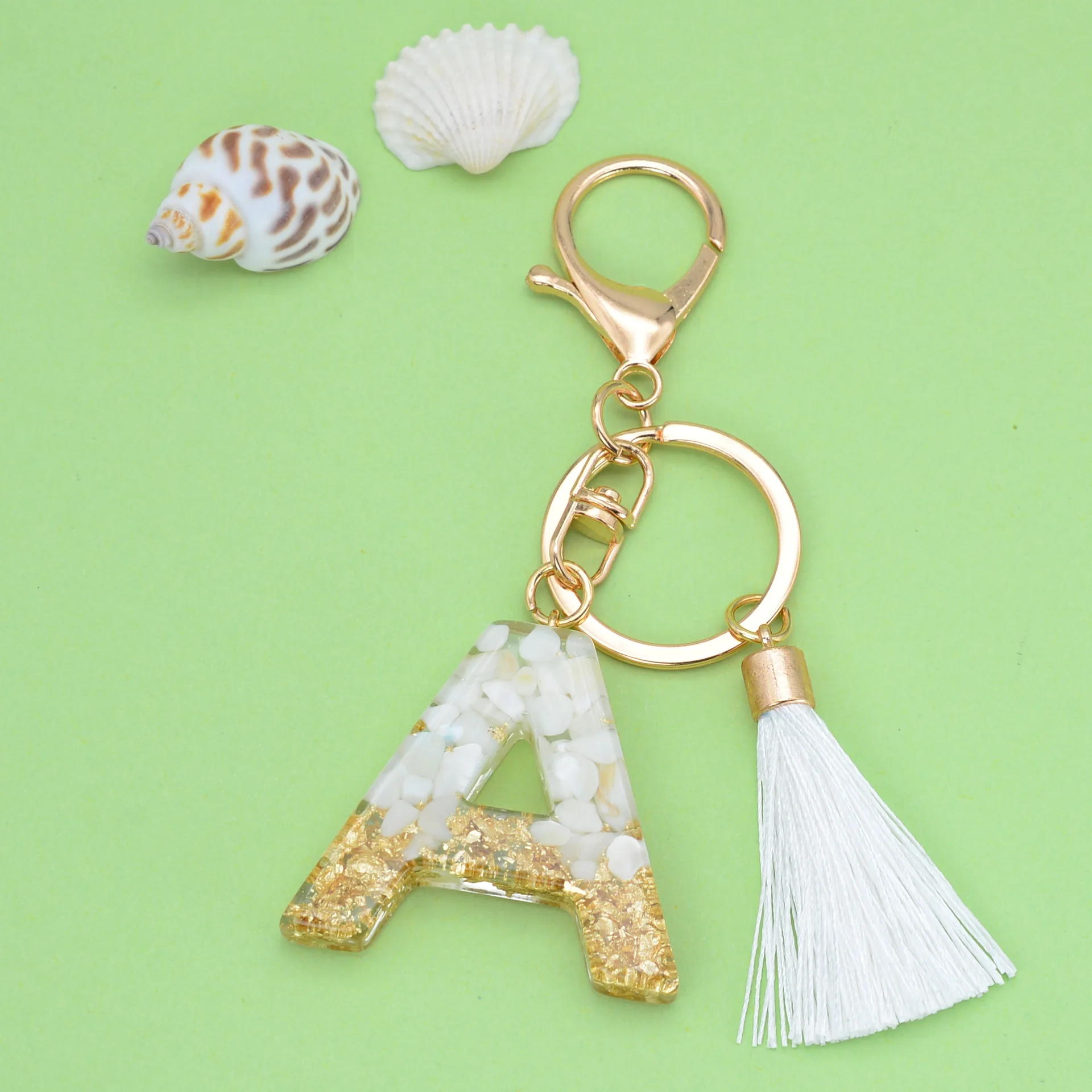 Pastel Tie Dye, Pastel Keychain, A-Z Resin Letter, Tassel, Initial