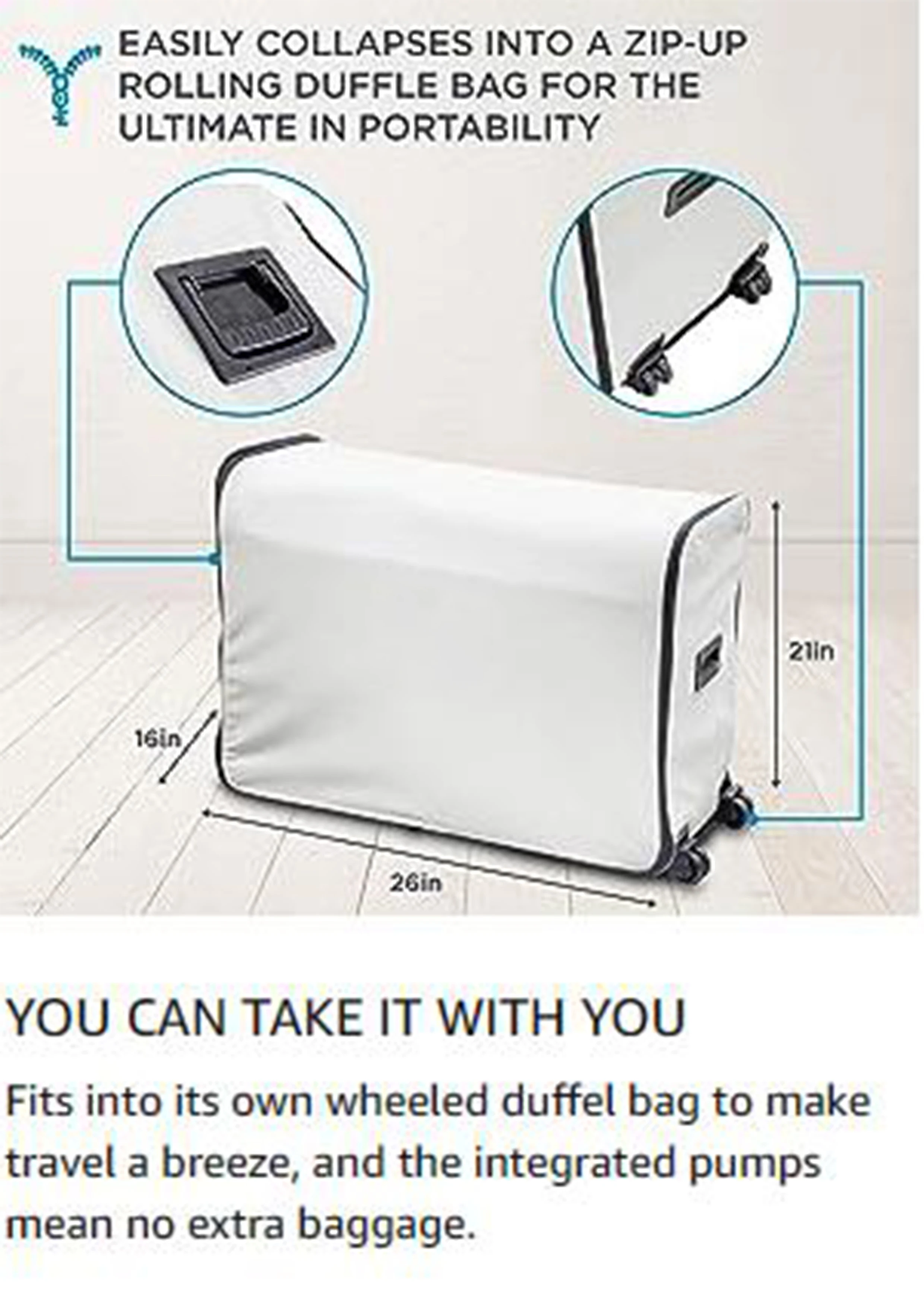 Woqi Self Inflating Inflatable Bed With Frame And Rolling Box,Suitable