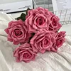 upgraded version-7-head embossed cappuccino bouquet-rose red