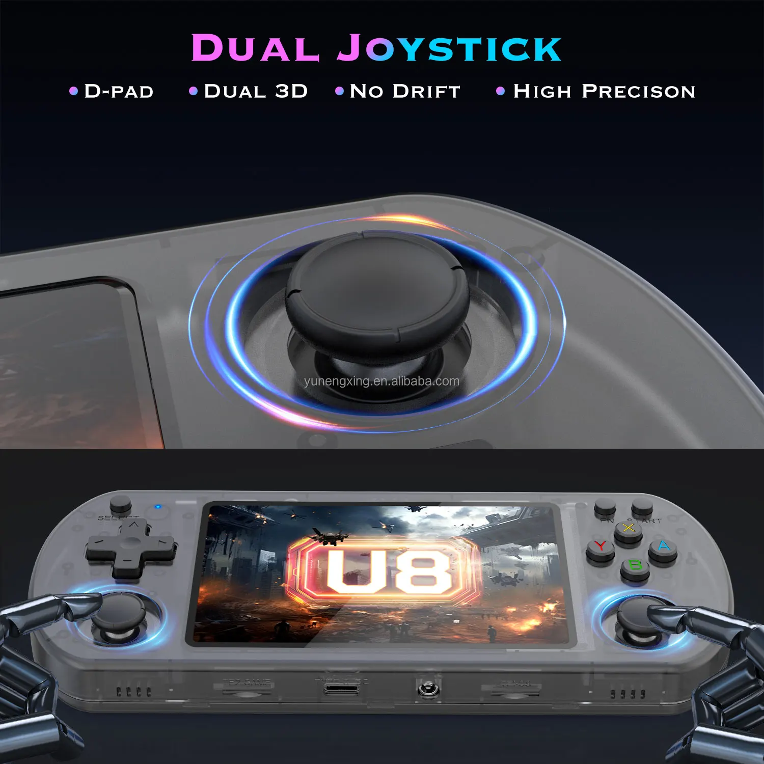 Open Source U8 Retro Handheld Video Game Console Linux System 4.0 Inch IPS Screen Portable Pocket Video Player R35S 64GB Games