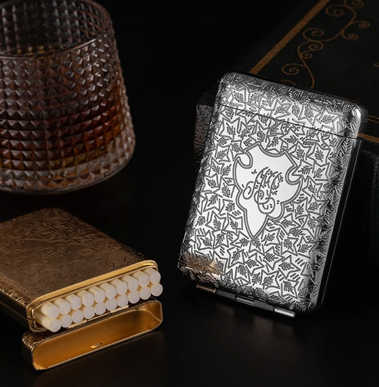 Красивая винтажная металлическая коробка для сигарет 16 шт. 20