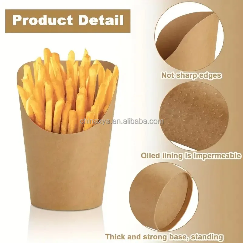 Eco-Friendly 12oz 14oz 16pz French Fries Holder Recyclable Matt Lamination Fried Chicken Box Scoop Cup for Food Industry factory