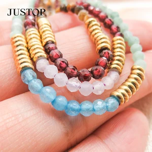 Minimalist Gold Plated Stainless Steel Chain Necklace Trendy New Design Summer Fashionable Colorful Crystal Beads Geometric Gift